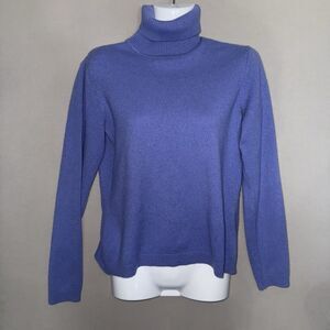 Marshall Fields Cashmere Sweater Medium Purple Womens Turtleneck Pullover Soft